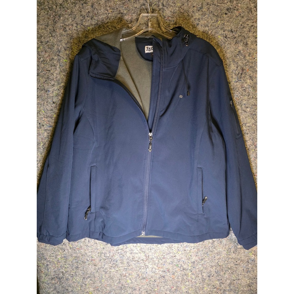 940 33,000ft Womens Softshell Jacket Navy Blue Hooded Fleece Lined XL